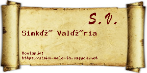 Simkó Valéria névjegykártya