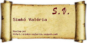 Simkó Valéria névjegykártya